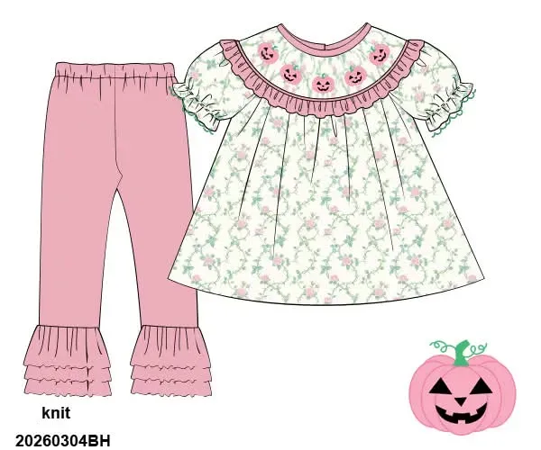 Busy Bee Smocks Prep O Lanterns leggingset 2T pompoen