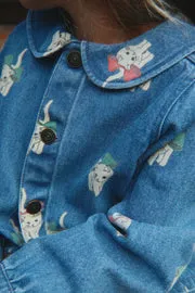 Konges Sløjd Magot bow kitty denim jasje biokatoen