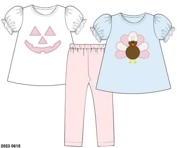Busy Bee Smocks Jack O Lantern Turkey 3-delige set oranje