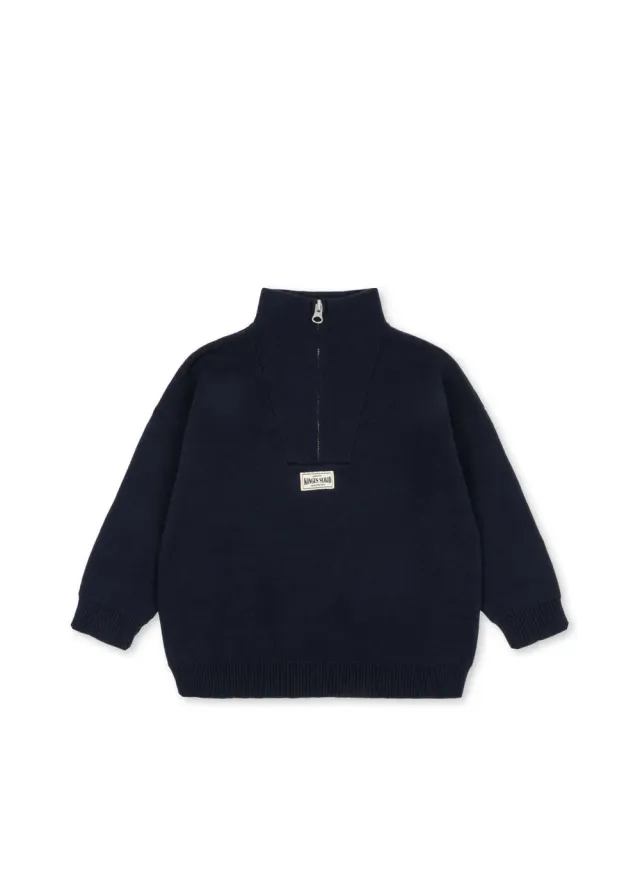 Konges Sløjd Mano trui total eclipse half-zip katoen
