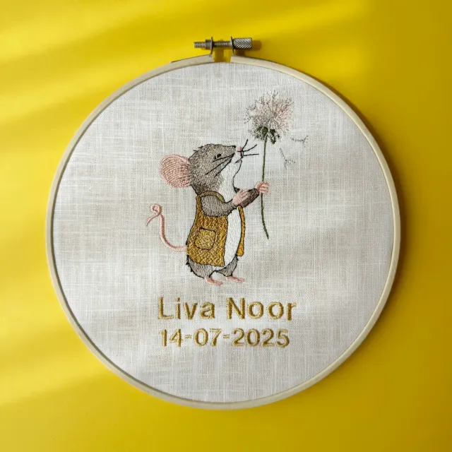 SODA FASHION Borduurring Geboorte muis babydecoratie