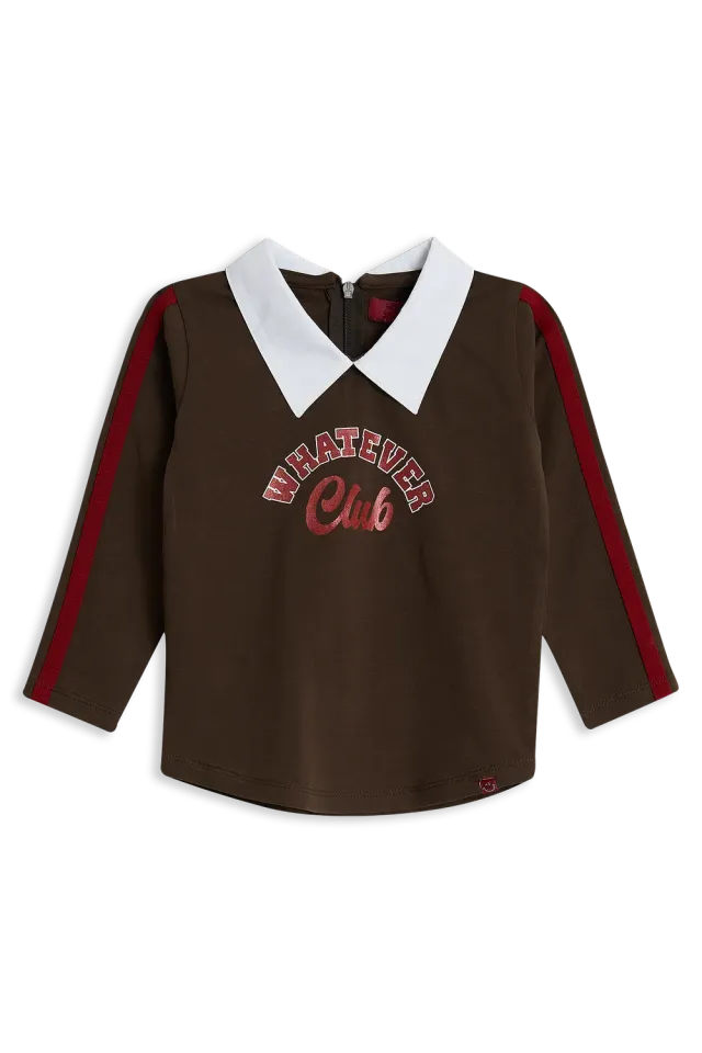 4President Kimber longsleeve meisjes bruin katoen