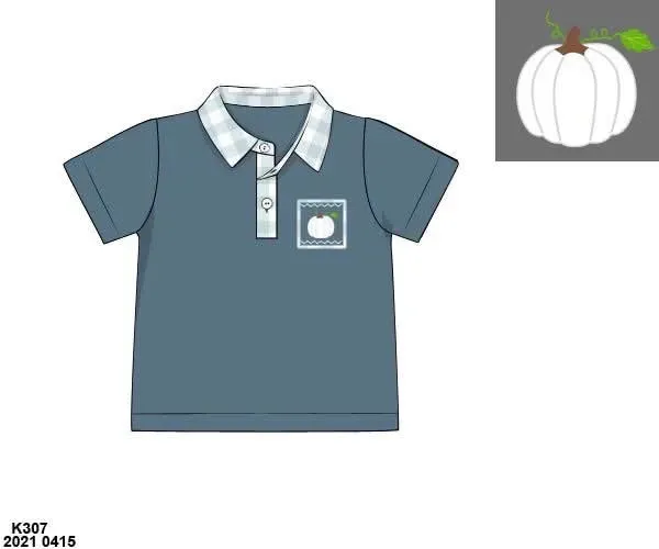 Busy Bee Smocks White Pumpkins Boys Smocked Polo polo wit