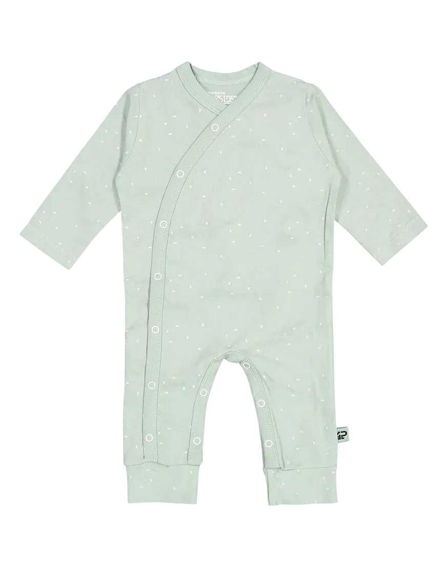 4PRESIDENT Billy Grey Mint AOP romper newborn katoen