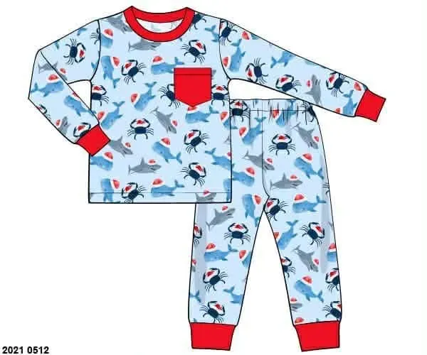 Busy Bee Smocks Coastal Christmas pyjama jongens 2-delig