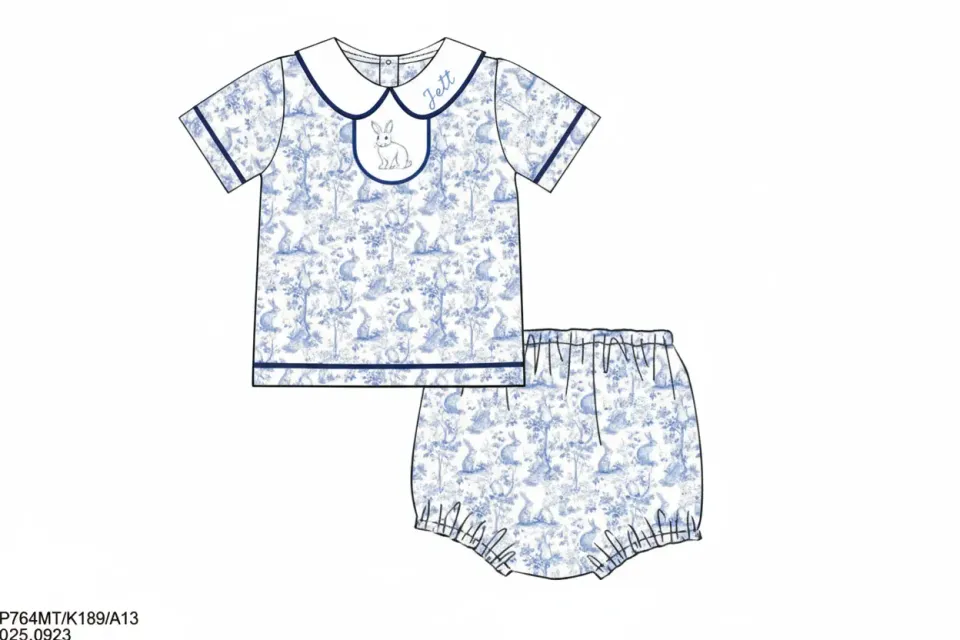 Busy Bee Smocks Bunny Toile Jett luierset 18M jongens