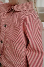 Konges Sløjd Luc Overshirt overhemdjasje milk rouge stripe biokatoen