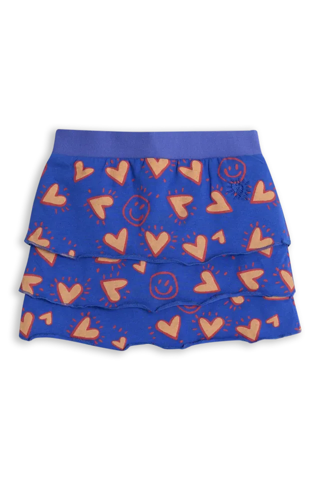 4PRESIDENT Cleo Dazzling Blue Rok blauw hartjes katoen