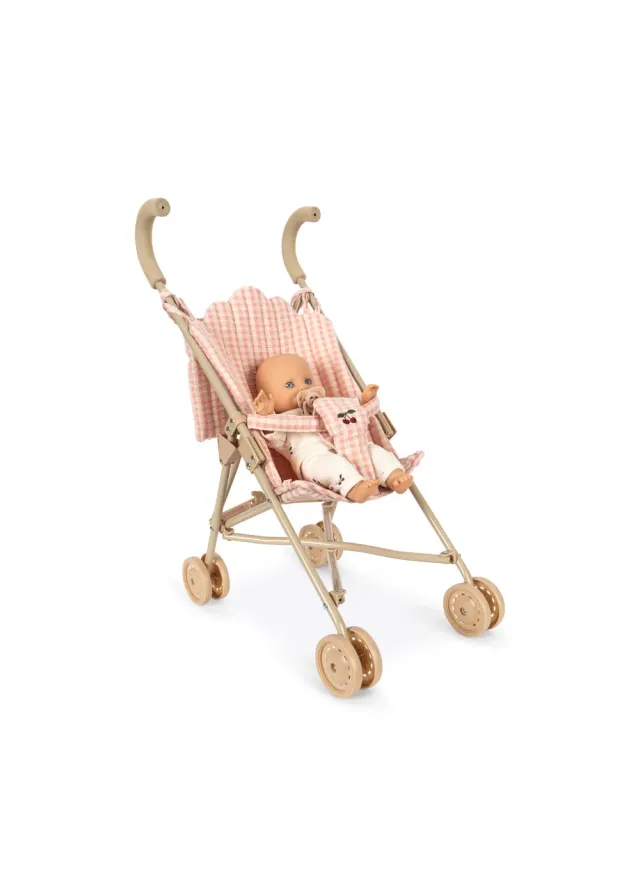 Konges Sløjd Poppy poppenwagenset pink check met pop