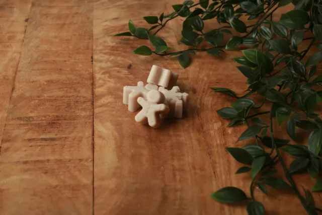 Een presentje Gingerbreadman waxmelt frislinnen blauw sojawas