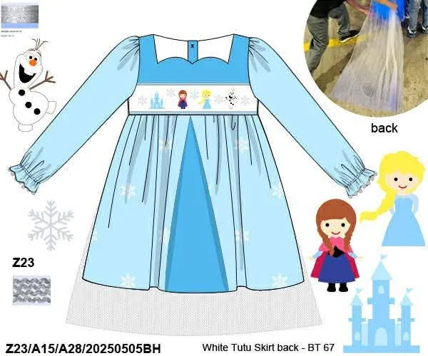 Busy Bee Smocks Ice Princess prinsessenjurk 2T glansstof
