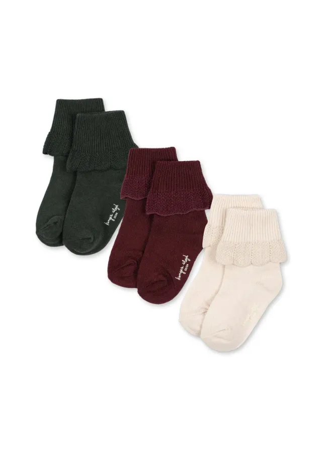 Konges Sløjd sokken 3-pack green mix ruches