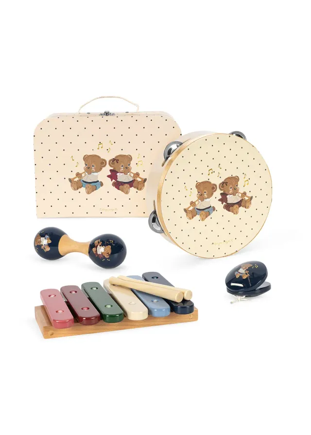 Konges Slojd muziekset teddy bear hout 5-delig