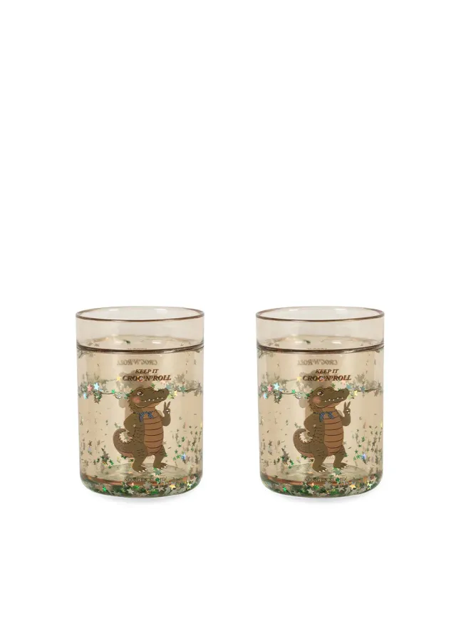 Konges Sløjd glitterbeker 2-pack crocodile 180 ml