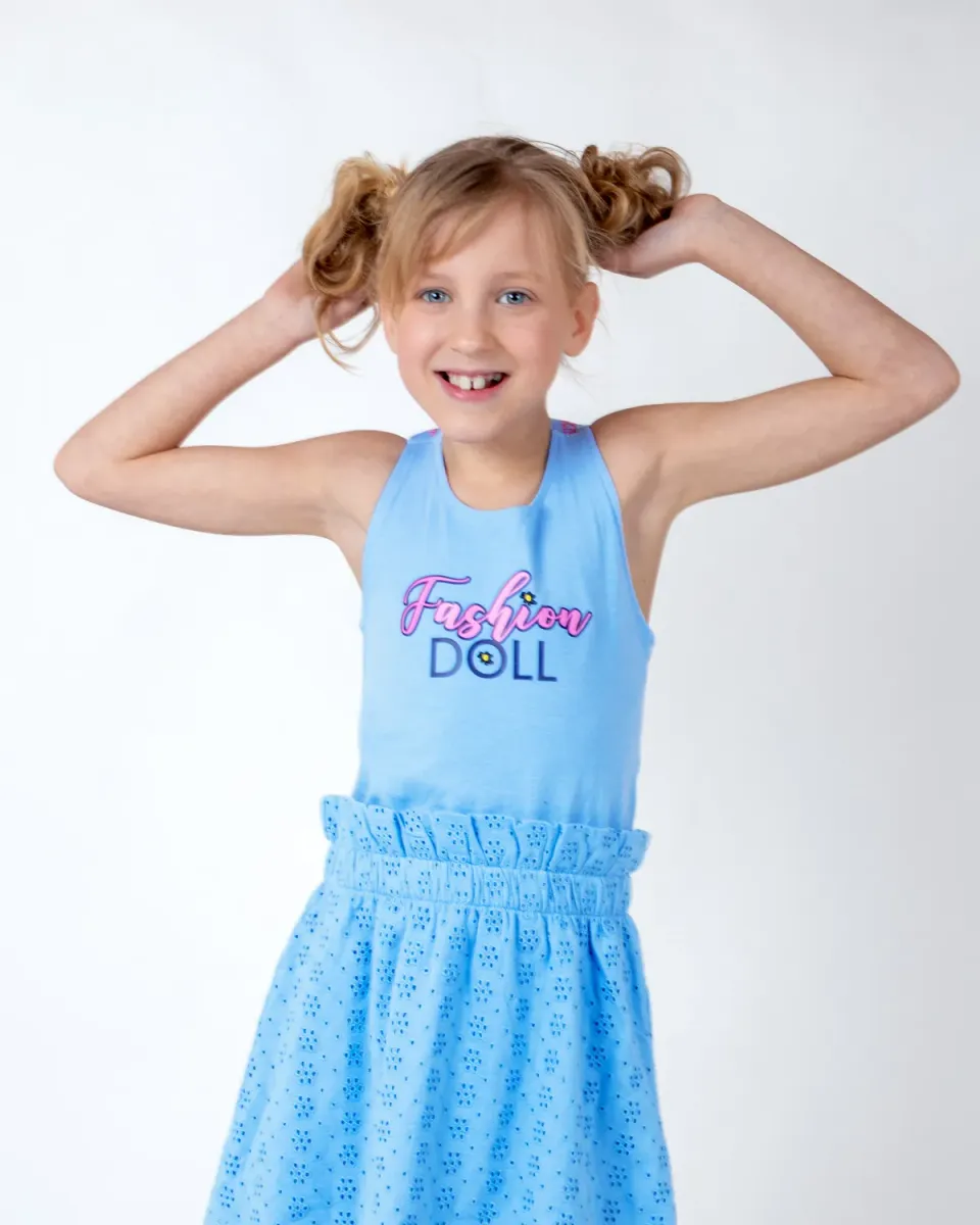 4PRESIDENT Louise Midle Blue meisjesjurk racerback