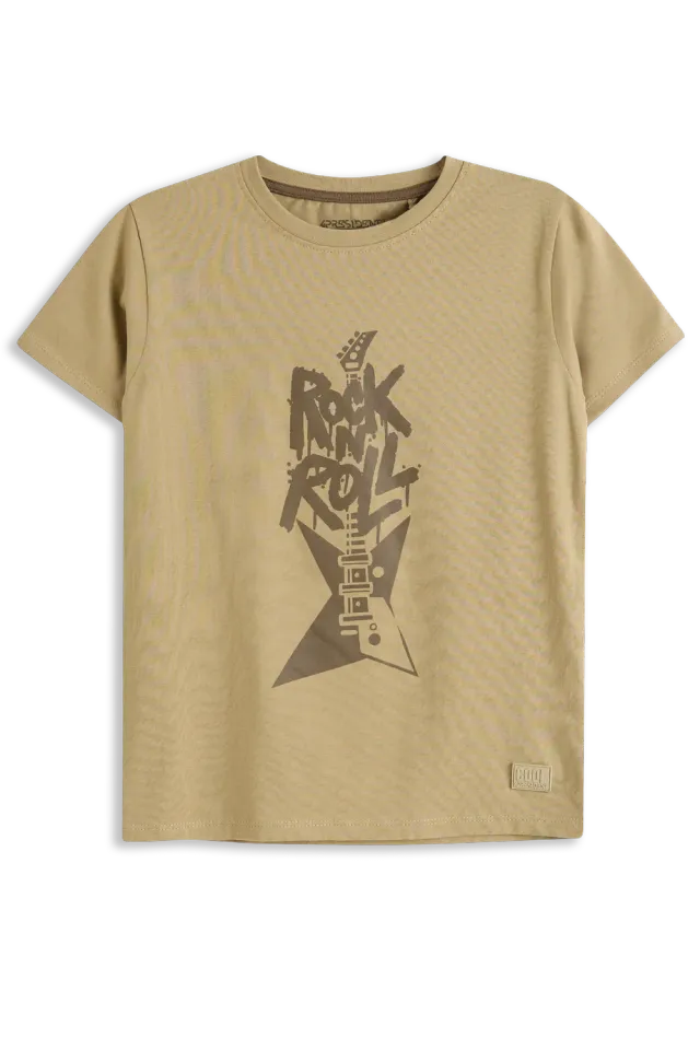 4President Benja Twill T-shirt bruin gitaarprint