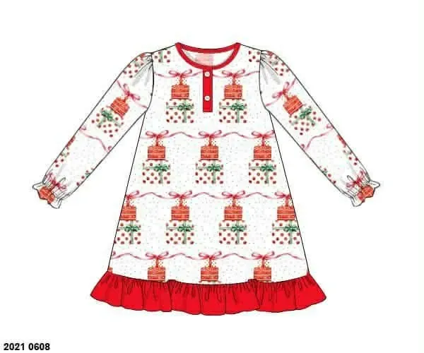 Busy Bee Smocks Watercolor Presents meisjes nachtjapon