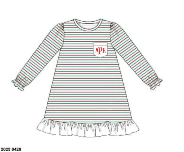 Busy Bee Smocks Tinsel Stripes nachtjapon APR meisjes