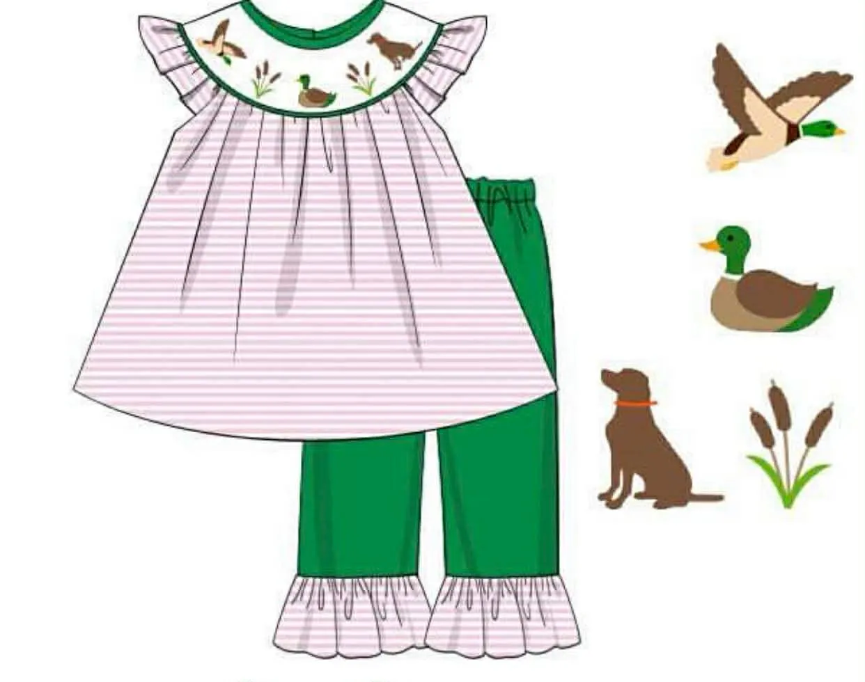 Busy Bee Smocks Puppy Duck broekset 12M meisjes zacht