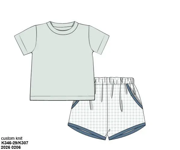 Busy Bee Smocks Neutral French Knot Shortie baby setje sage