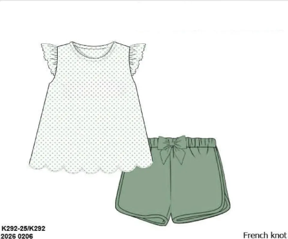 Busy Bee Smocks Feldspar Knit shortie set 2T beige