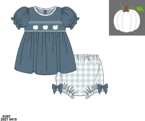 Busy Bee Smocks White Pumpkins bloomersetje meisjes 18M herfst