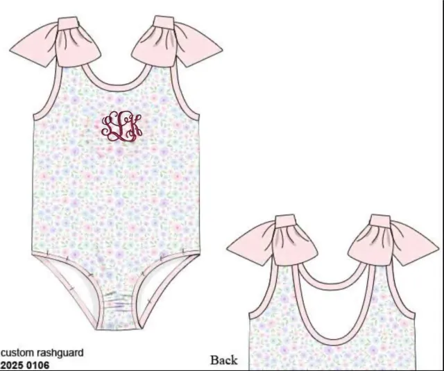 Busy Bee Smocks Blakely Floral badpak meisjes strik SLK