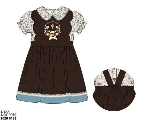 Busy Bee Smocks Posey & Plaid Girls 2Pc Corduroy Dress T jurk 6