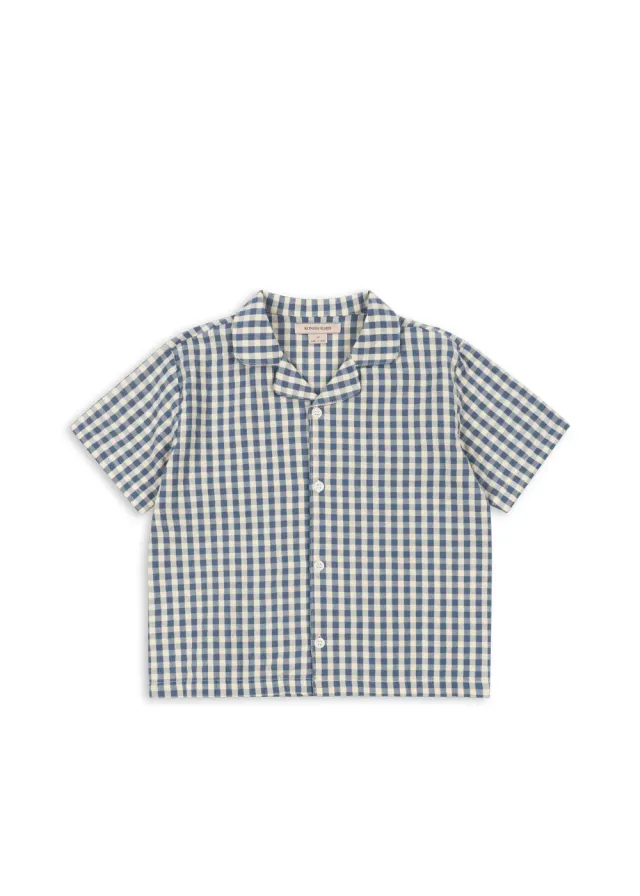Konges Sløjd Kim shirt captains blue check biokatoen