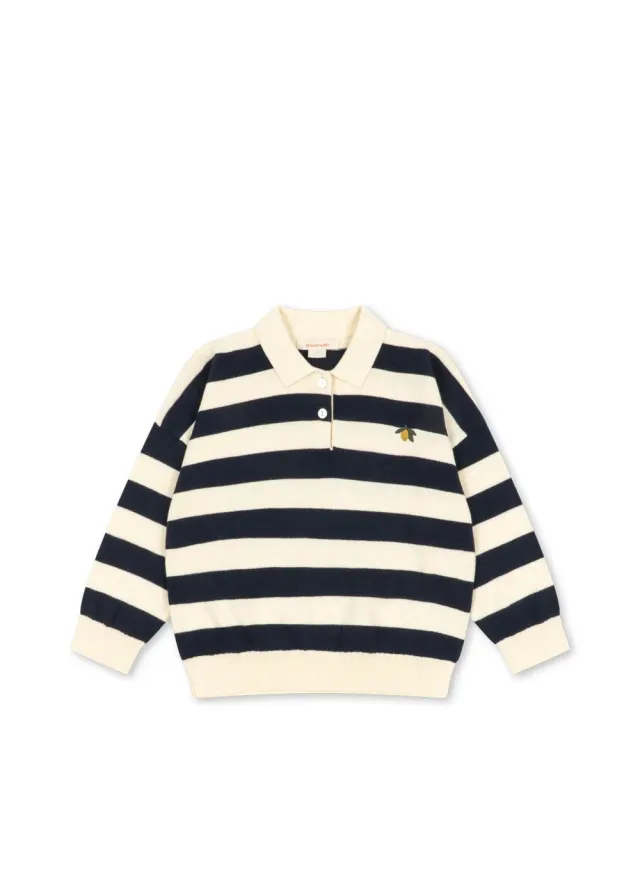 Konges Sløjd Manis gebreide polo navy stripe katoen