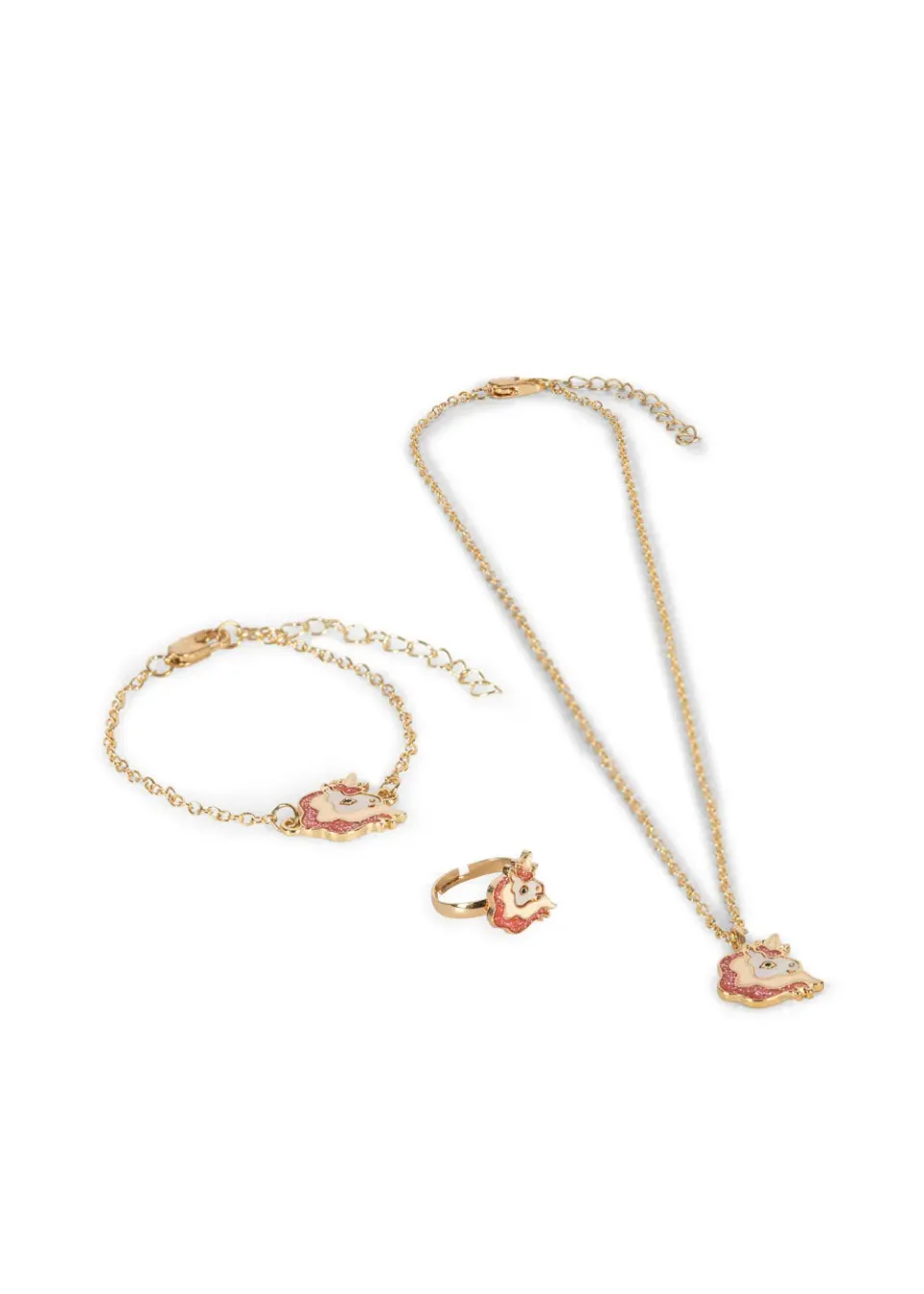 Konges Sløjd eenhoorn sieradenset goud ketting armband